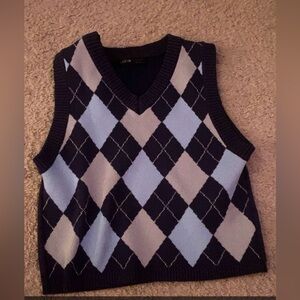 navy blue argyle tank